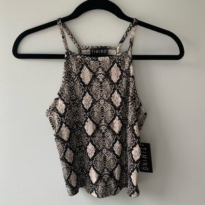 NWT Timing Snake Skin Halter Top | Cropped | Fitted